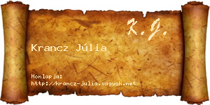 Krancz Júlia névjegykártya